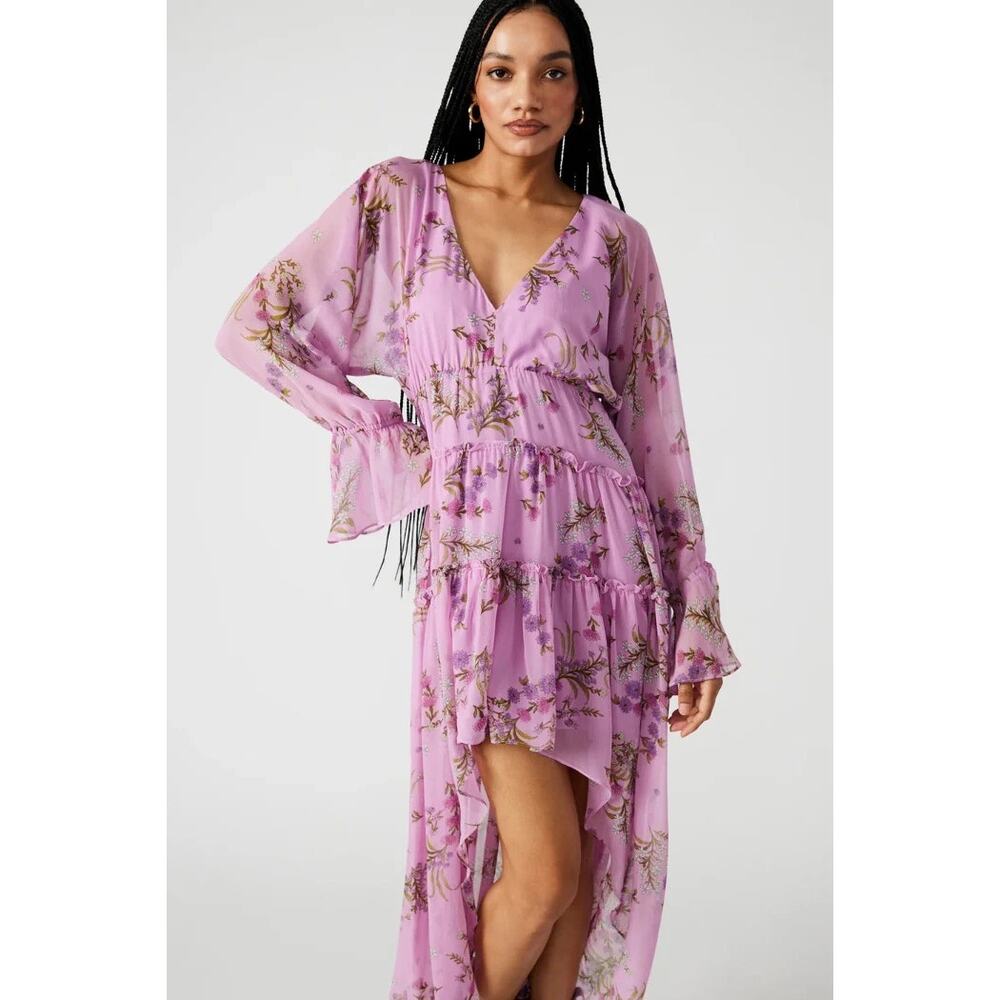 Steve Madden Sol Floral High-Low Maxi Dress Purple Women’s - Size S - Picture 2 of 7